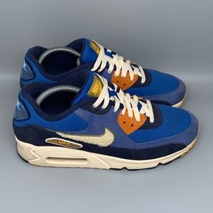 Nike Air Max 90 Premium SE‎ Blue/Cream Running Shoes 858954-400 Men's Sz 9